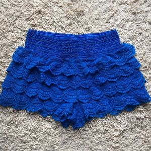 Jolt Blue Crochet Shorts